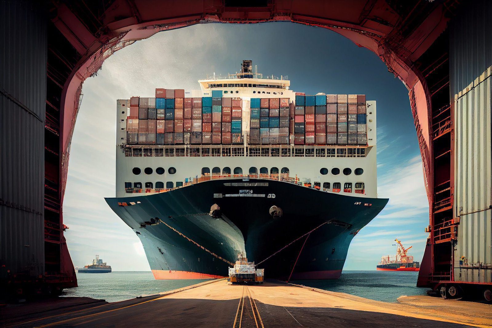 large cargo ship with containers ,generative artificial intelligence